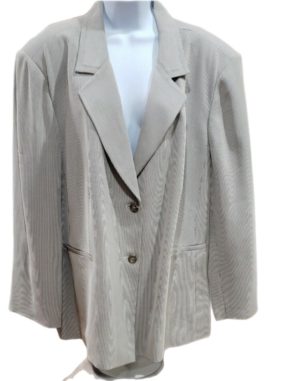 Talbots Woman Petites, Classic Taupe Pinstripe Blazer Jacket, 24W